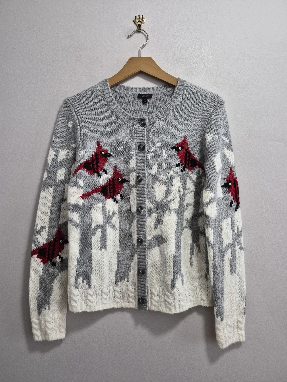 Talbots Cardinals Winter Snow Birch Cardigan Sweater Size XS - Picture 1 of 6